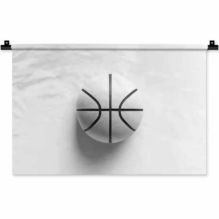 Wandkleed - Basketbal - Wit - Schaduw - Lijnen — 1