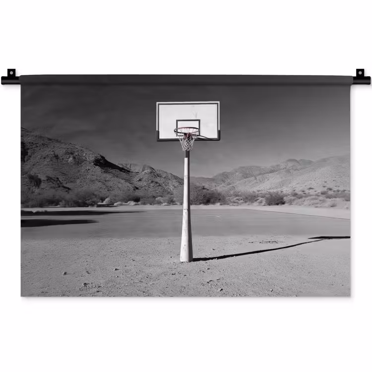 Wandkleed - Basketbalpaal - Landschap - Zand - Wit — 1