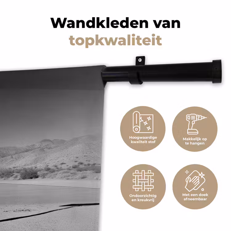 Wandkleed - Basketbalpaal - Landschap - Zand - Wit — 3
