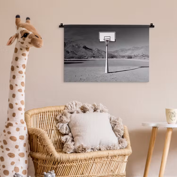 Wandkleed - Basketbalpaal - Landschap - Zand - Wit — 5