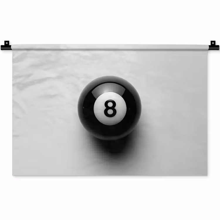 Wandkleed - Biljartbal - Getal - Acht - Wit — 1