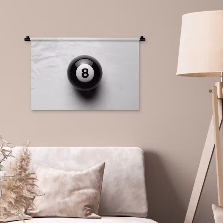 Wandkleed - Biljartbal - Getal - Acht - Wit — 2