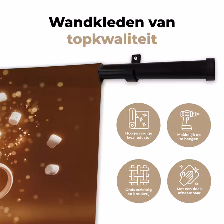 Wandkleed - Chocomelk - Drinken - Warm - Bruin — 3