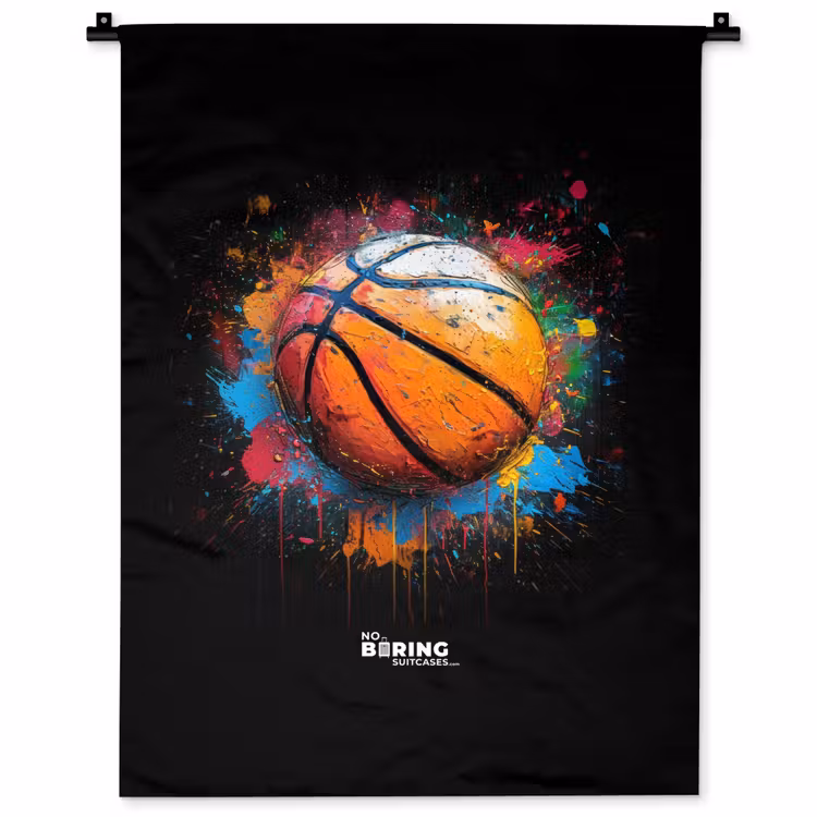 Wandkleed - Oranje basketbal te midden van verfspetters — 1