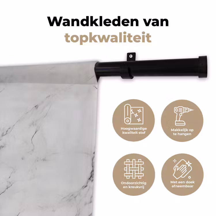 Wandkleed - Schaakstuk - Koning - Zwart - Marmer — 3
