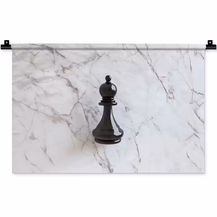 Wandkleed - Schaakstuk - Loper - Zwart - Marmer — 1