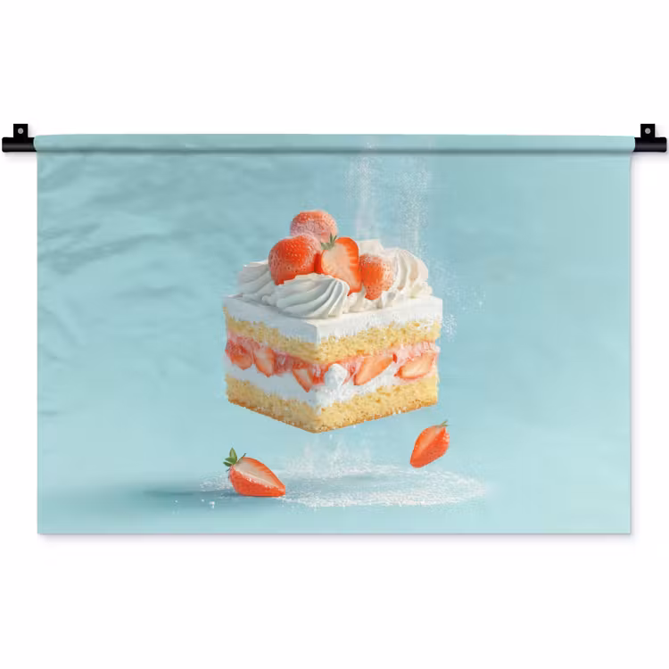 Wandkleed - Slagroom - Taart - Blauw - Eten — 1