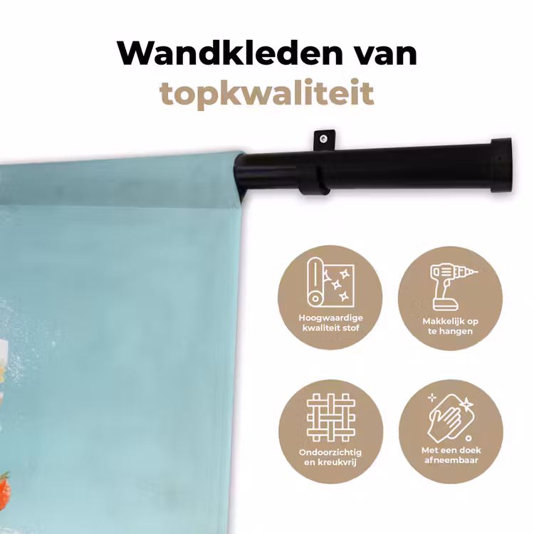 Wandkleed - Slagroom - Taart - Blauw - Eten — 3