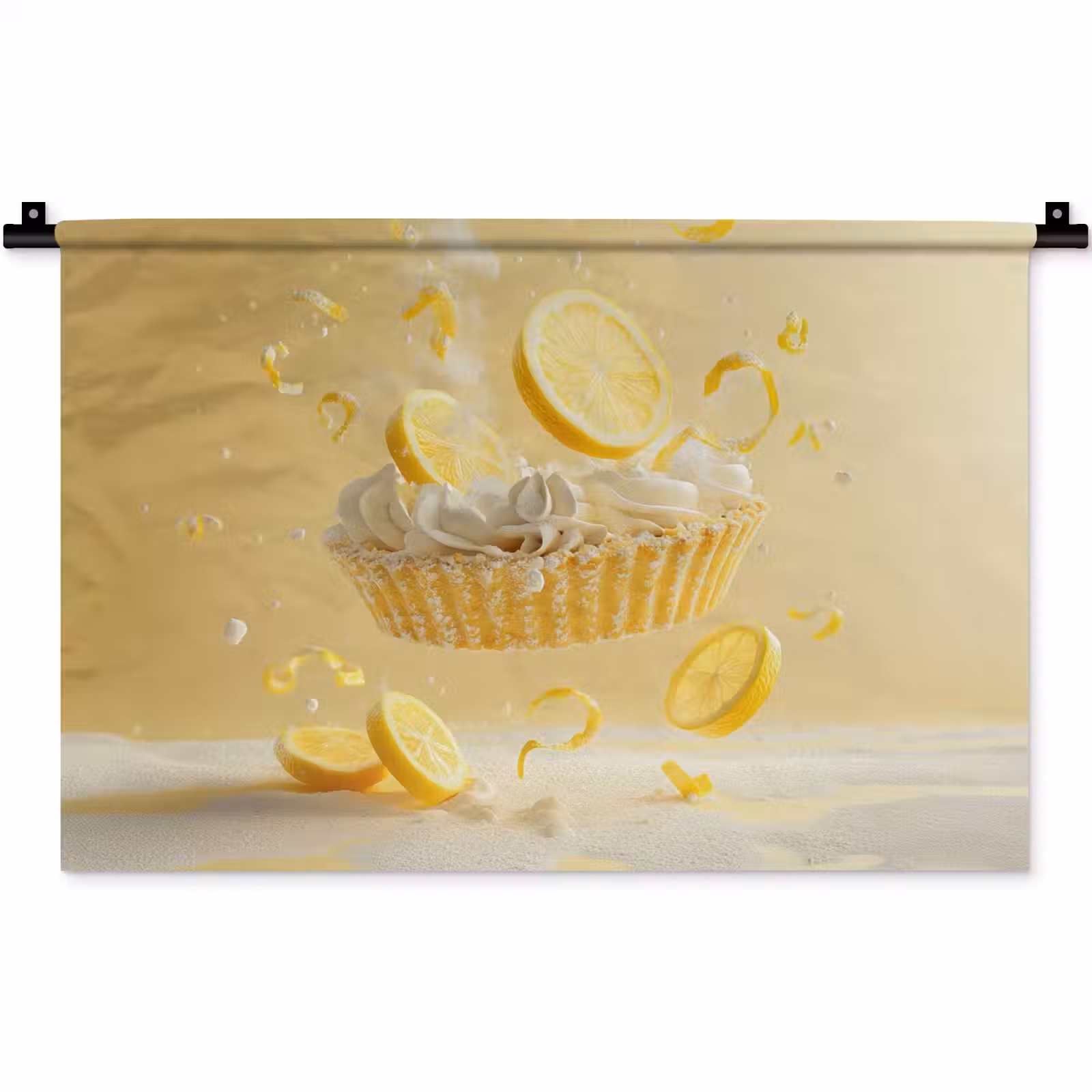 Wandkleed - Citroen - Taart - Eten - Geel — 1