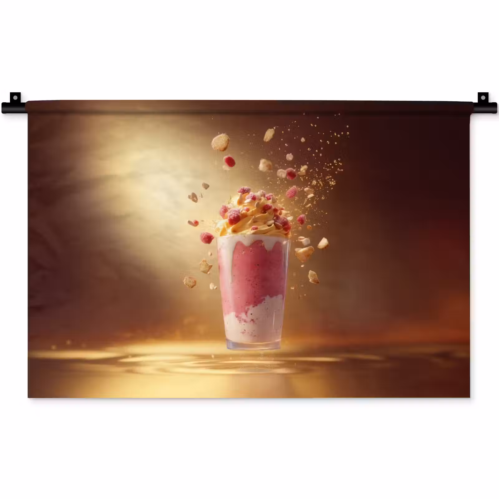 Wandkleed - Framboos - Smoothie - Drinken - Roze — 1