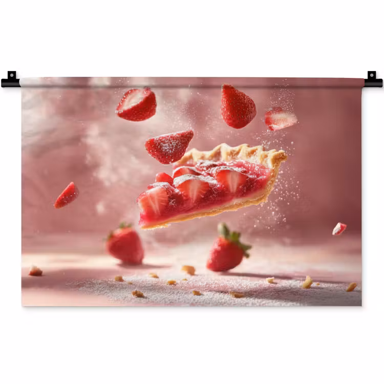 Wandkleed - Aardbei - Taart- Eten - Roze — 1