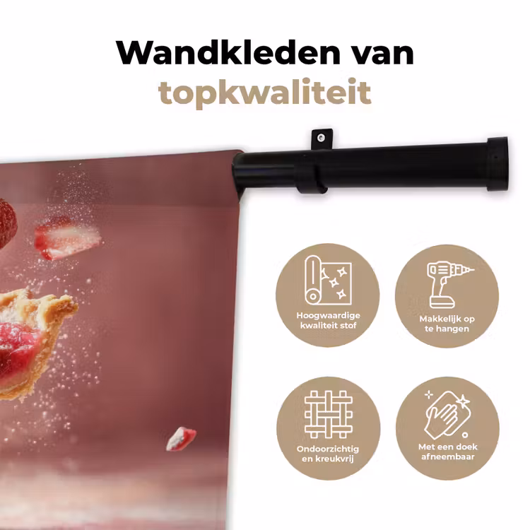 Wandkleed - Aardbei - Taart- Eten - Roze — 3
