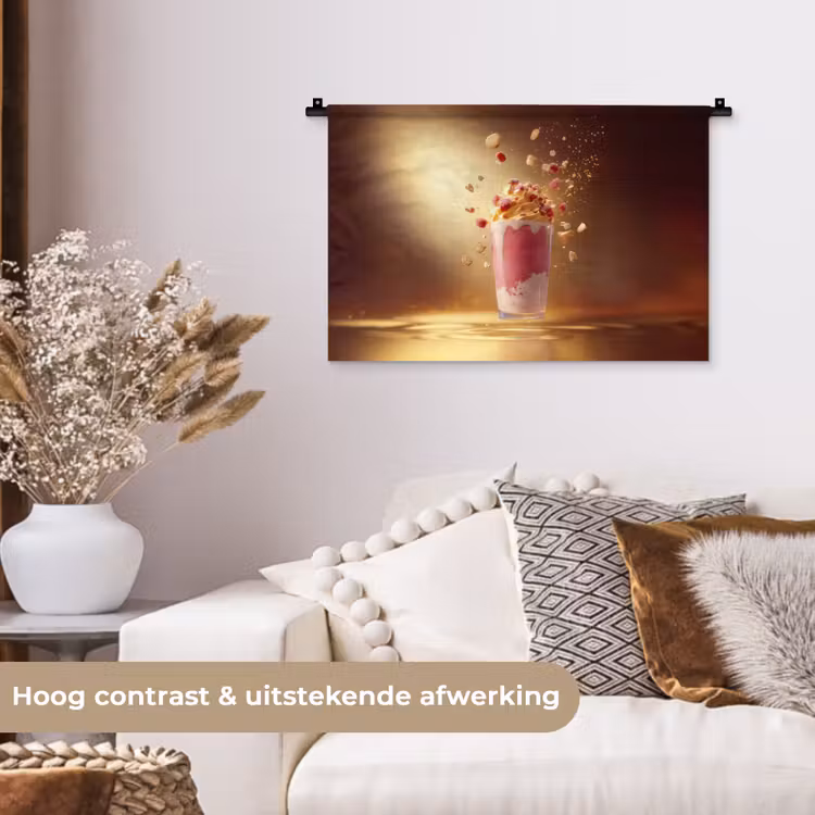 Wandkleed - Framboos - Smoothie - Drinken - Roze — 4