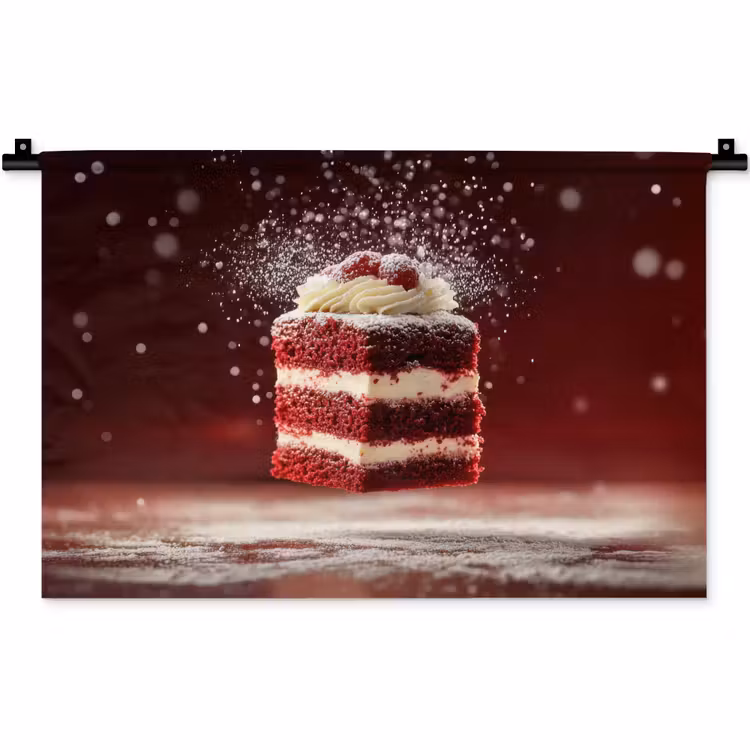 Wandkleed - Rode - Velvet - Taart - Eten — 1