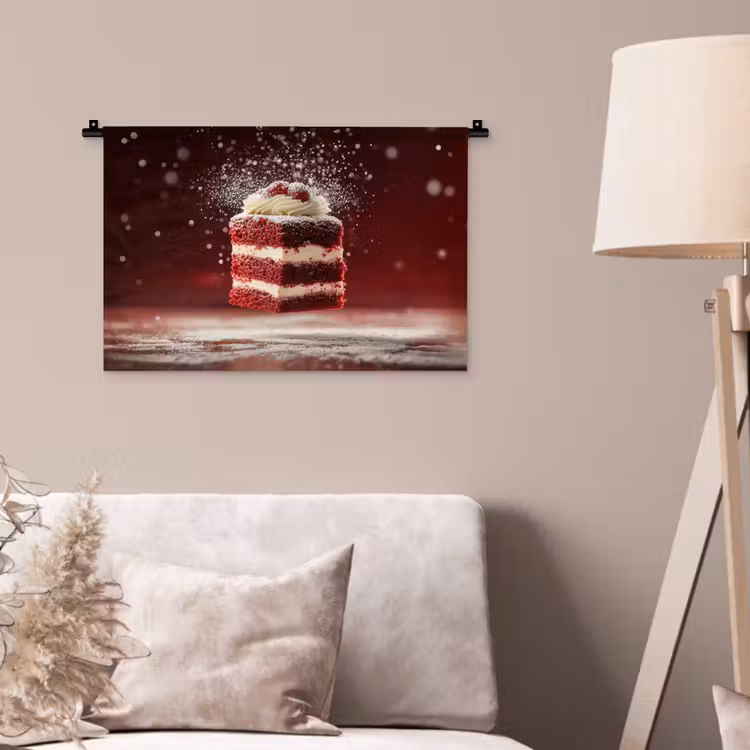 Wandkleed - Rode - Velvet - Taart - Eten — 2