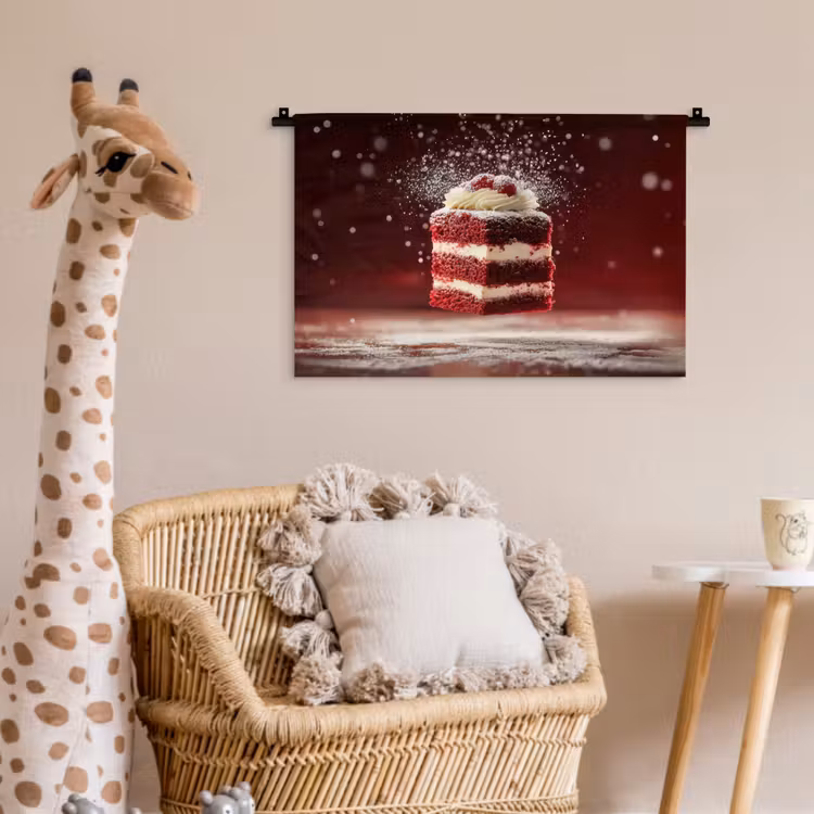 Wandkleed - Rode - Velvet - Taart - Eten — 5
