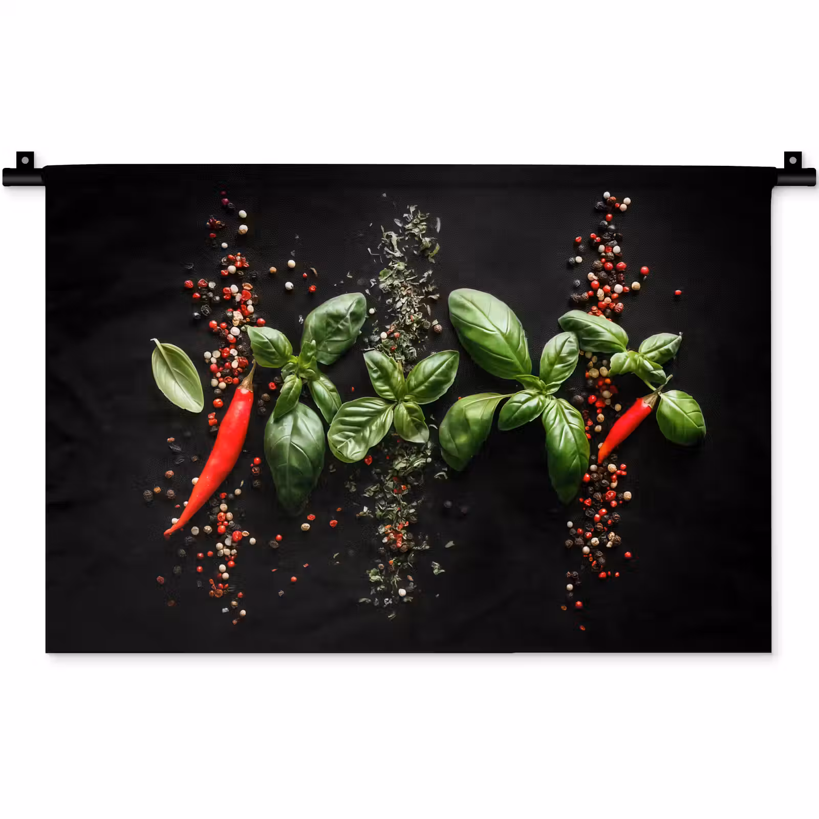 Wandkleed - Chilipepers - Basilicum - Blaadjes - Rood — 1