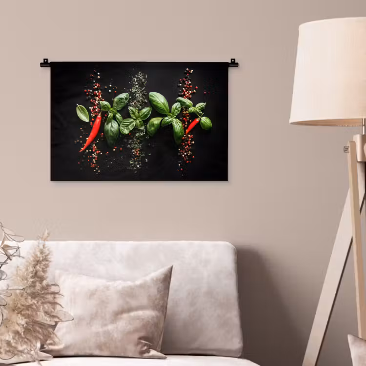 Wandkleed - Chilipepers - Basilicum - Blaadjes - Rood — 2