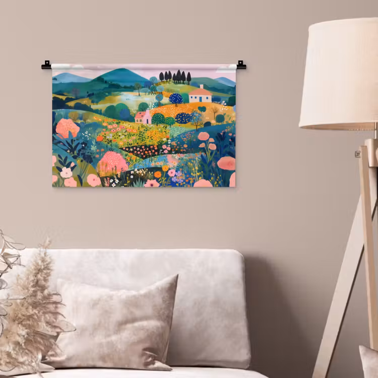 Wandkleed - Heuvellandschap - Fantasierijk - Kleurcontrasten — 2