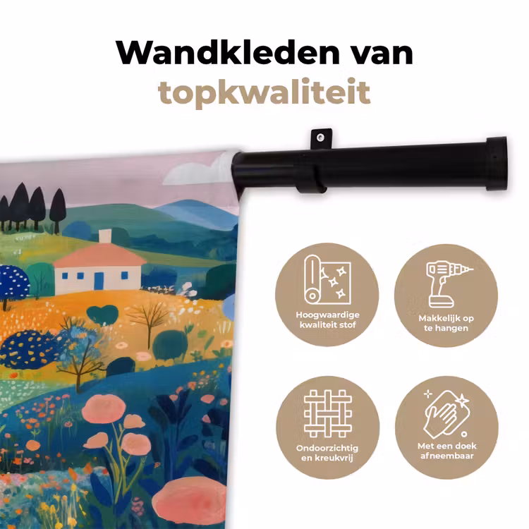 Wandkleed - Heuvellandschap - Fantasierijk - Kleurcontrasten — 3