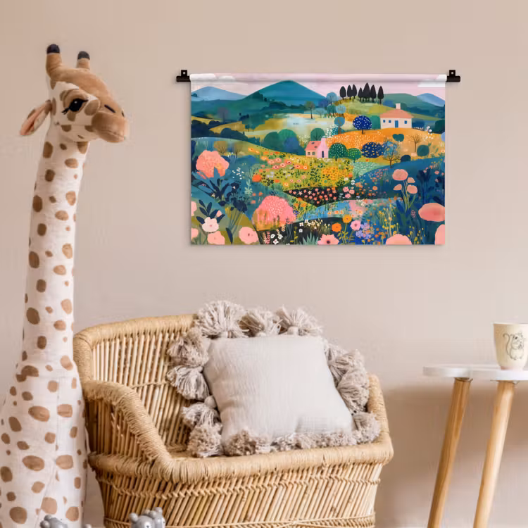 Wandkleed - Heuvellandschap - Fantasierijk - Kleurcontrasten — 5