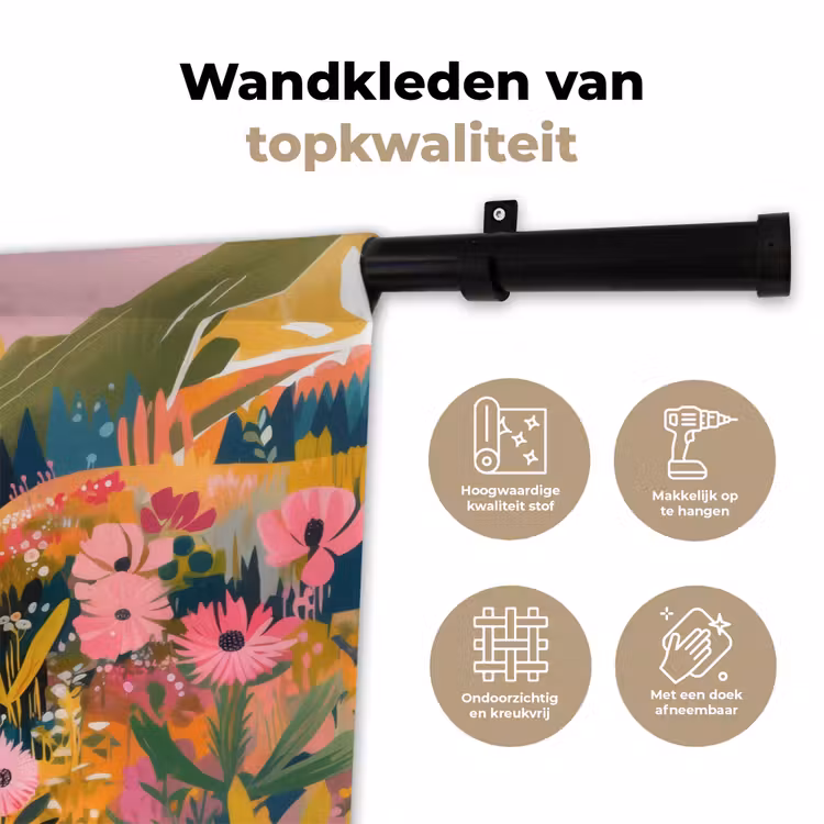 Wandkleed - Rivier - Diepte - Bloemen — 3