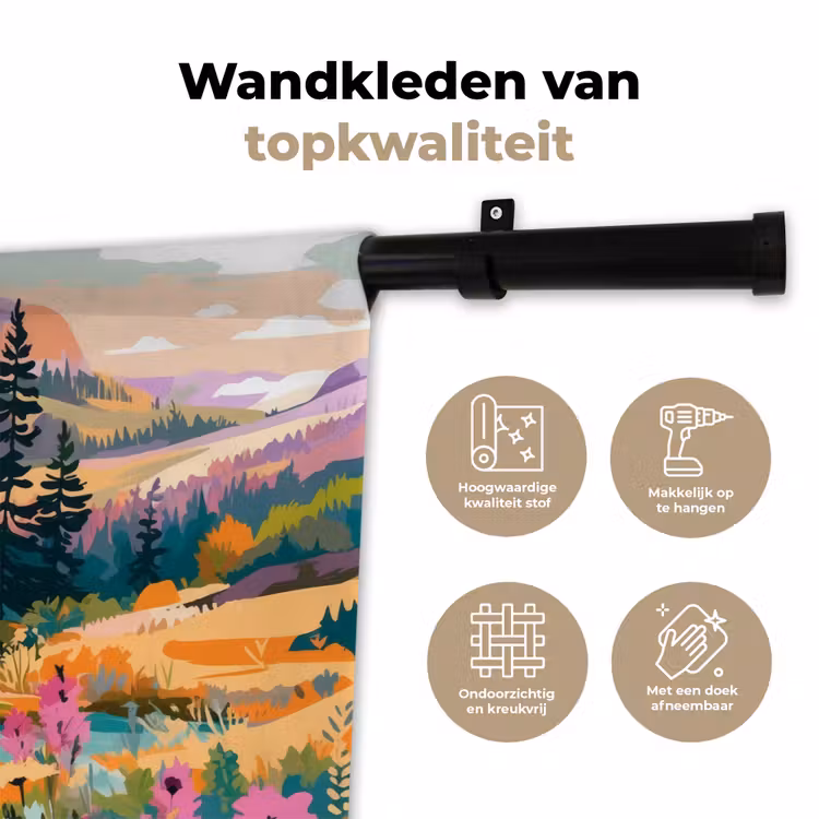 Wandkleed - Rivier - Vallei vol bloemen - Levendig — 3