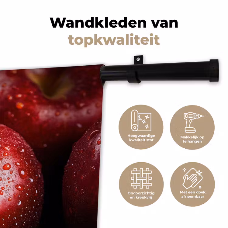 Wandkleed - Rood - Appels - Fruit — 3