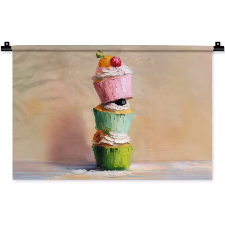 Wandkleed - Cupcakes - Gestapeld - Kleurrijk - Fruit — 1