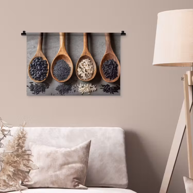 Wandkleed - Houten - Lepels - Rijst - Zaden — 2