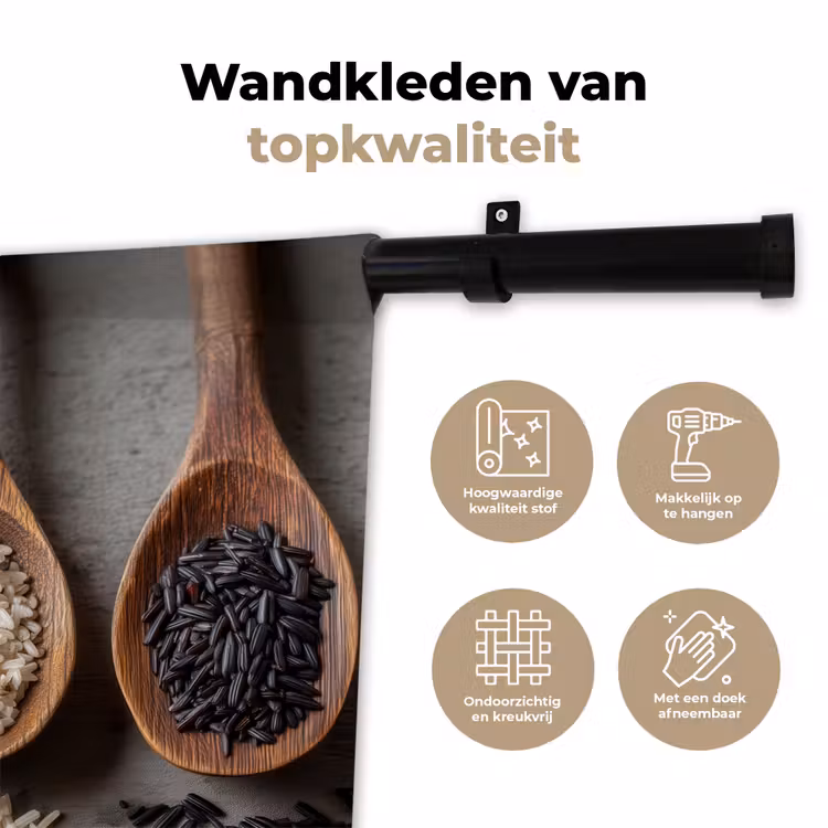 Wandkleed - Houten - Lepels - Rijst - Zaden — 3