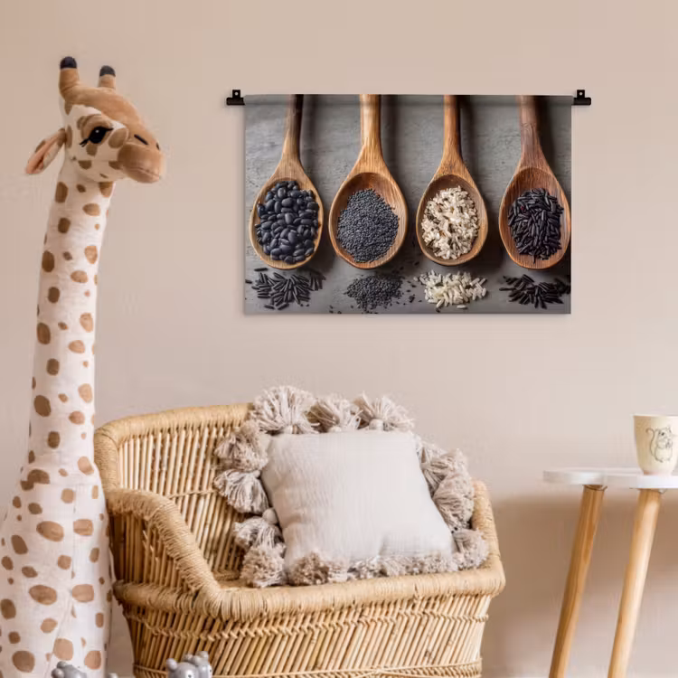 Wandkleed - Houten - Lepels - Rijst - Zaden — 5