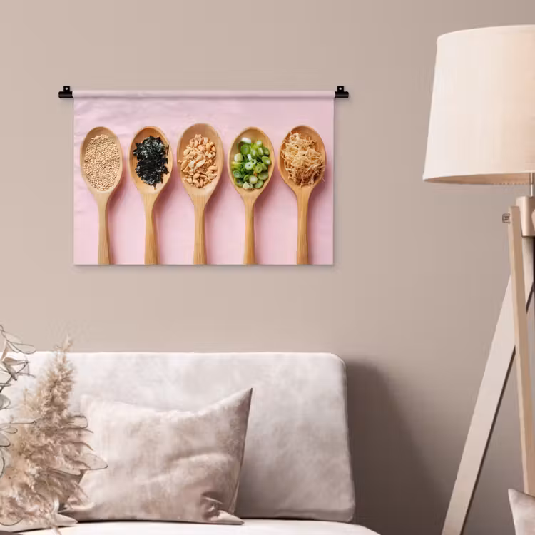 Wandkleed - Ingrediënten - Lepels - Hout - Roze — 2