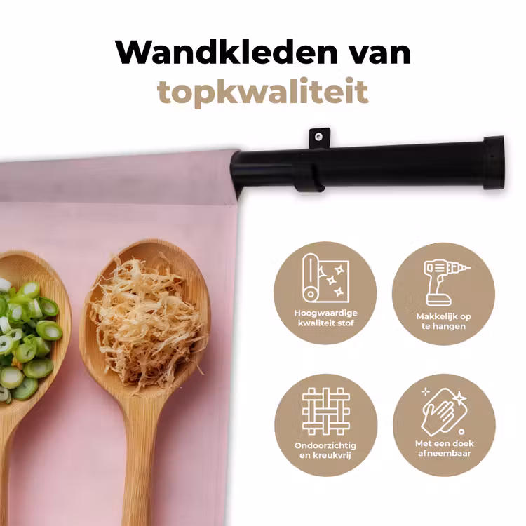 Wandkleed - Ingrediënten - Lepels - Hout - Roze — 3