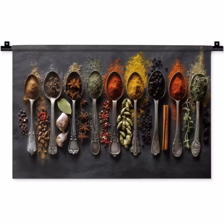 Wandkleed - Lepels - Specerijen - Kaneel - Chili — 1