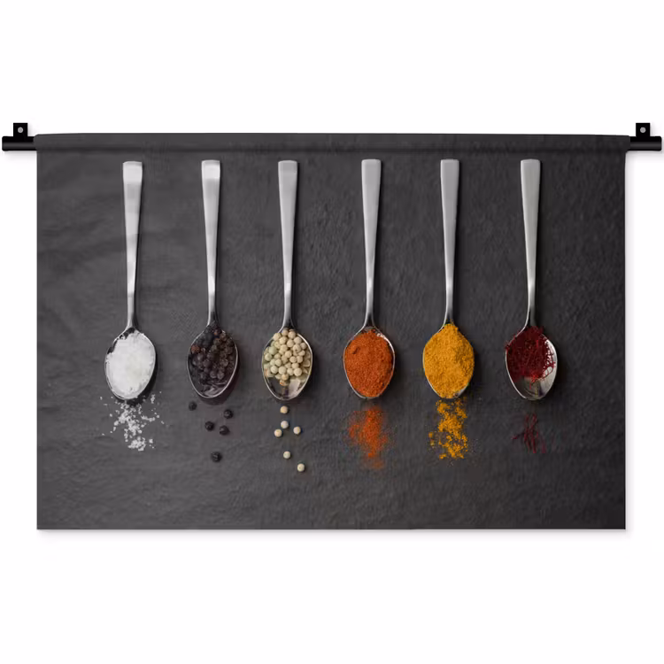 Wandkleed - Specerijen - Lepels - Tafel - Rustiek - Kruiden — 1