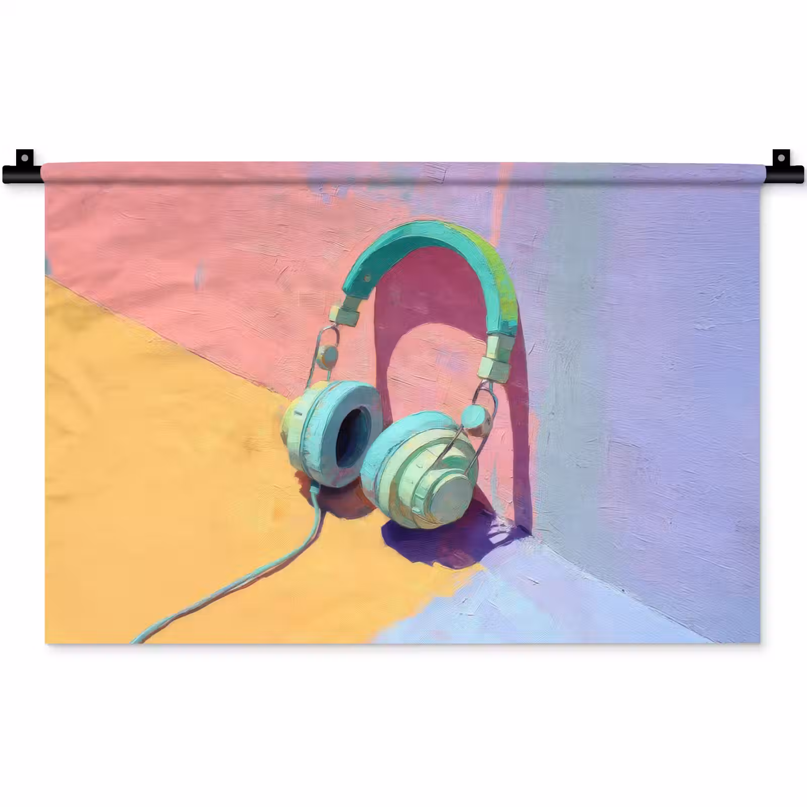 Wandkleed - Koptelefoon - Mintgroen - Draad — 1