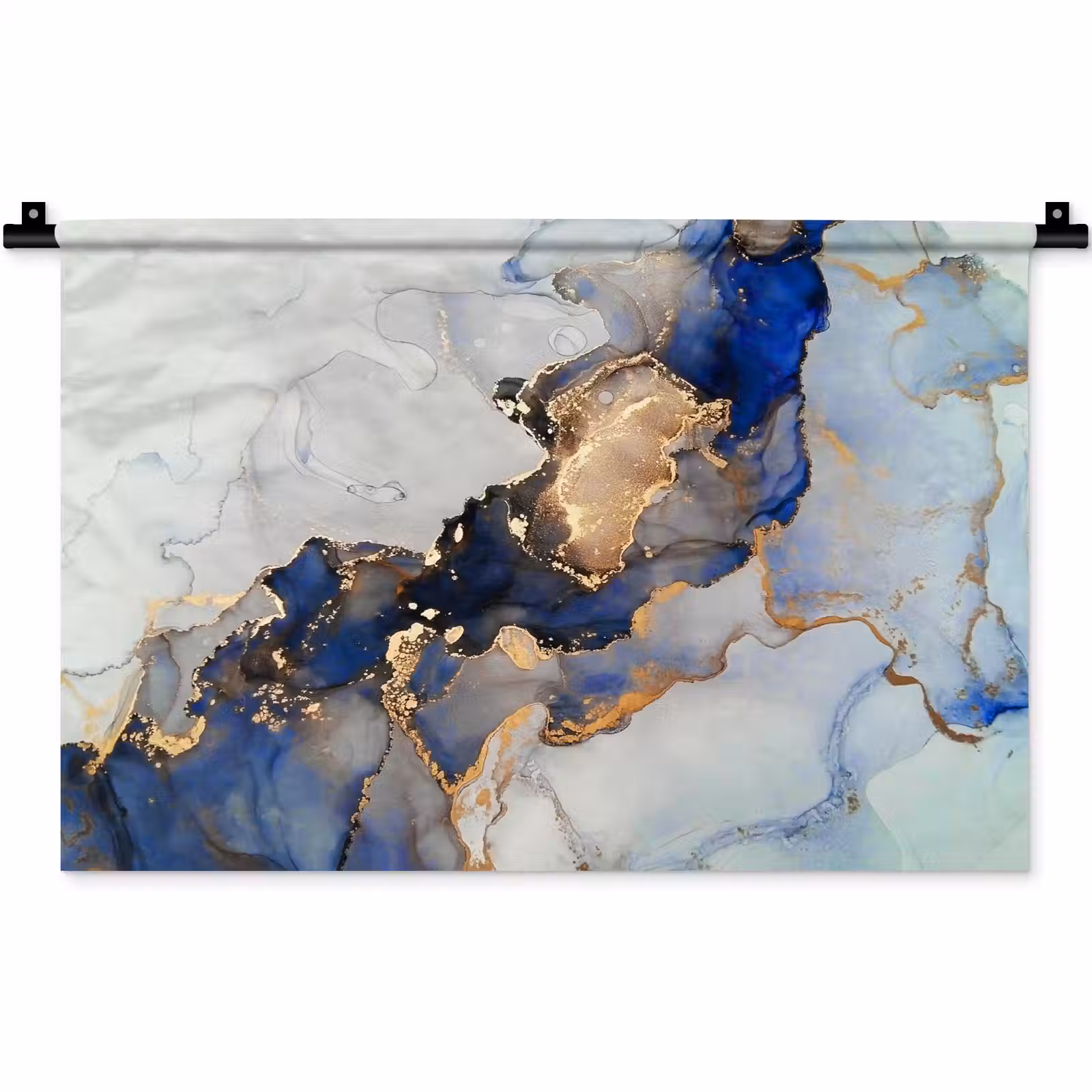 Wandkleed - Marmer - Blauw - Goud — 1