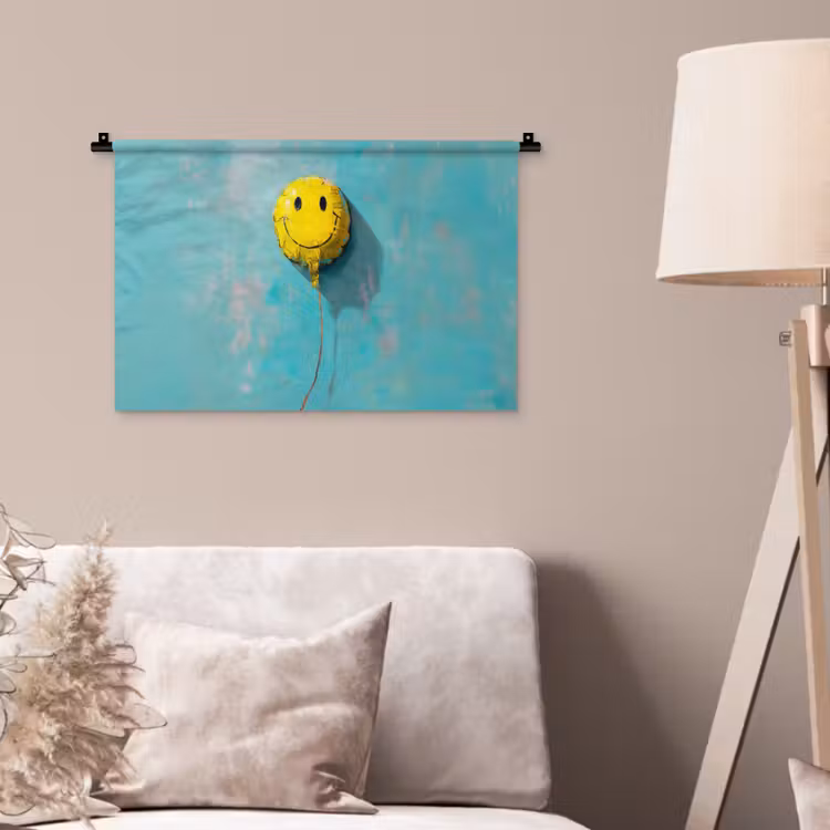 Wandkleed - Ballon - Geel - Smiley — 2