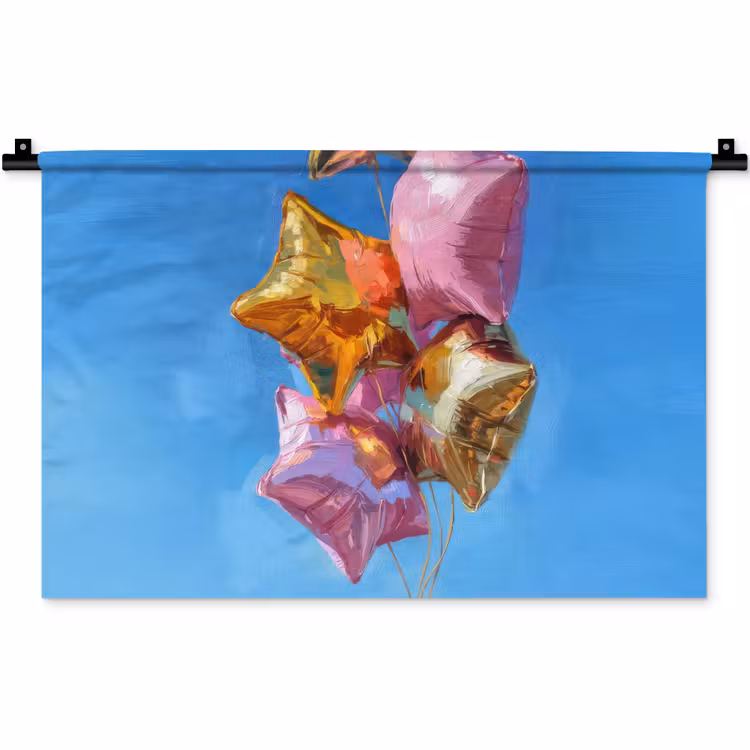 Wandkleed - Ballonnen - Goud - Stervorm - Roze — 1