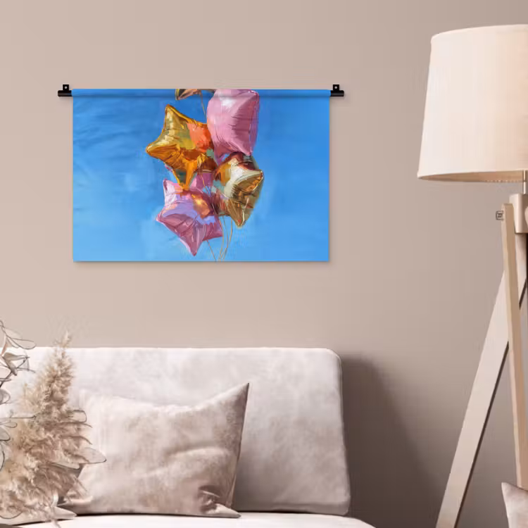Wandkleed - Ballonnen - Goud - Stervorm - Roze — 2