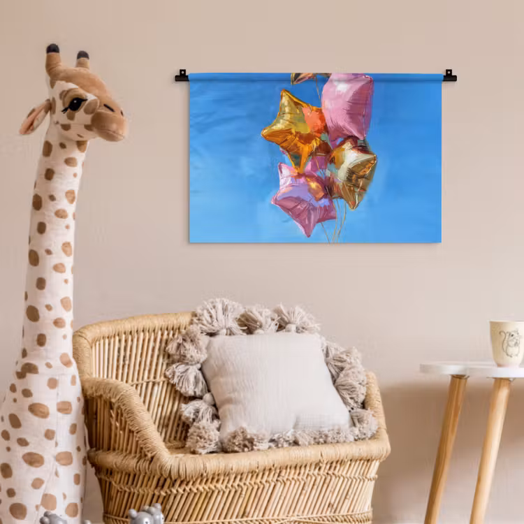 Wandkleed - Ballonnen - Goud - Stervorm - Roze — 5
