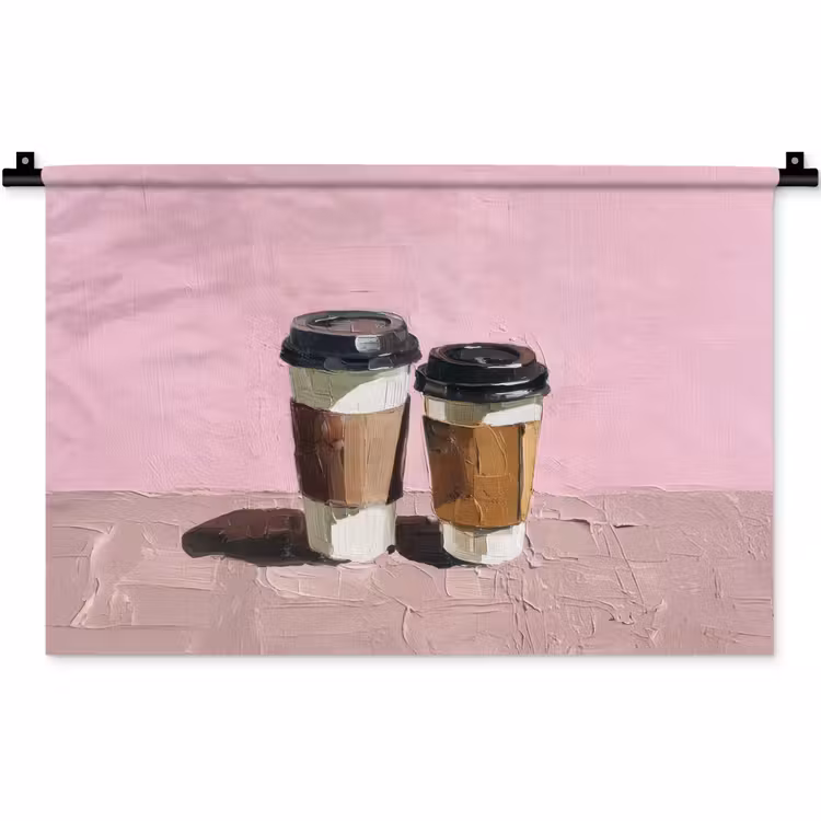 Wandkleed - Koffiebekers - Deksel - Verf - Textuur — 1