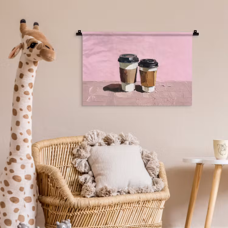 Wandkleed - Koffiebekers - Deksel - Verf - Textuur — 5