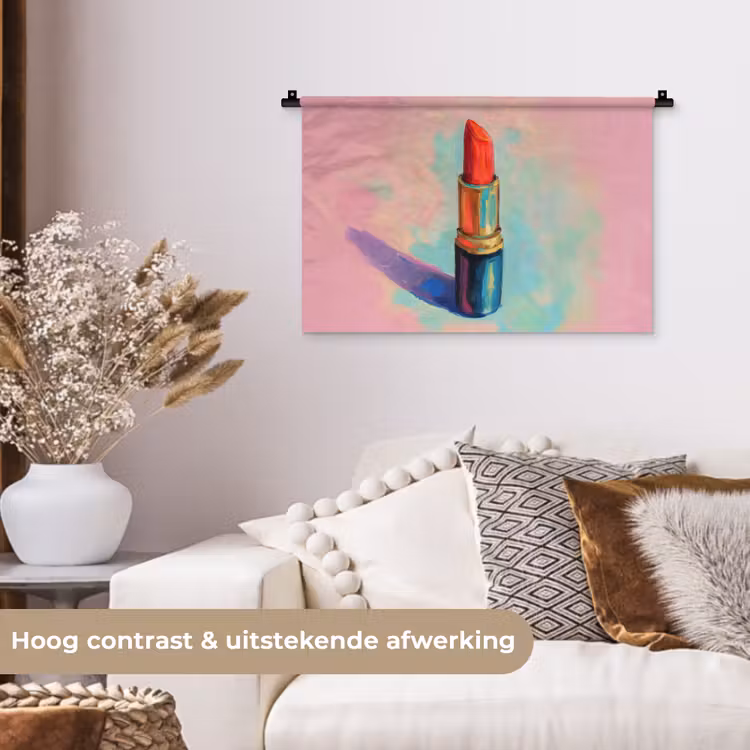 Wandkleed - Lippenstift - Rood - Penseelstreken — 4