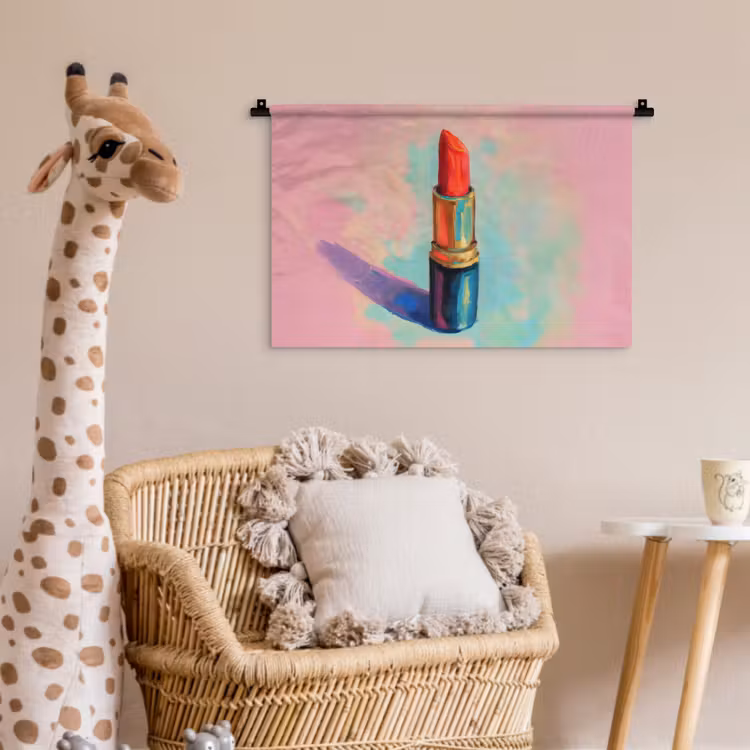 Wandkleed - Lippenstift - Rood - Penseelstreken — 5