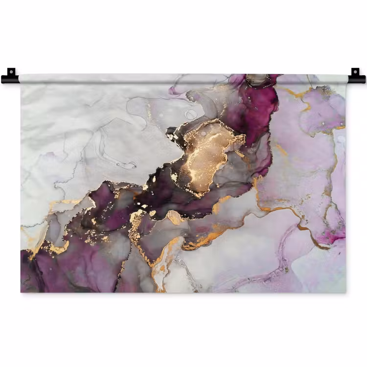 Wandkleed - Marmer - Abstract - Goud - Paars — 1