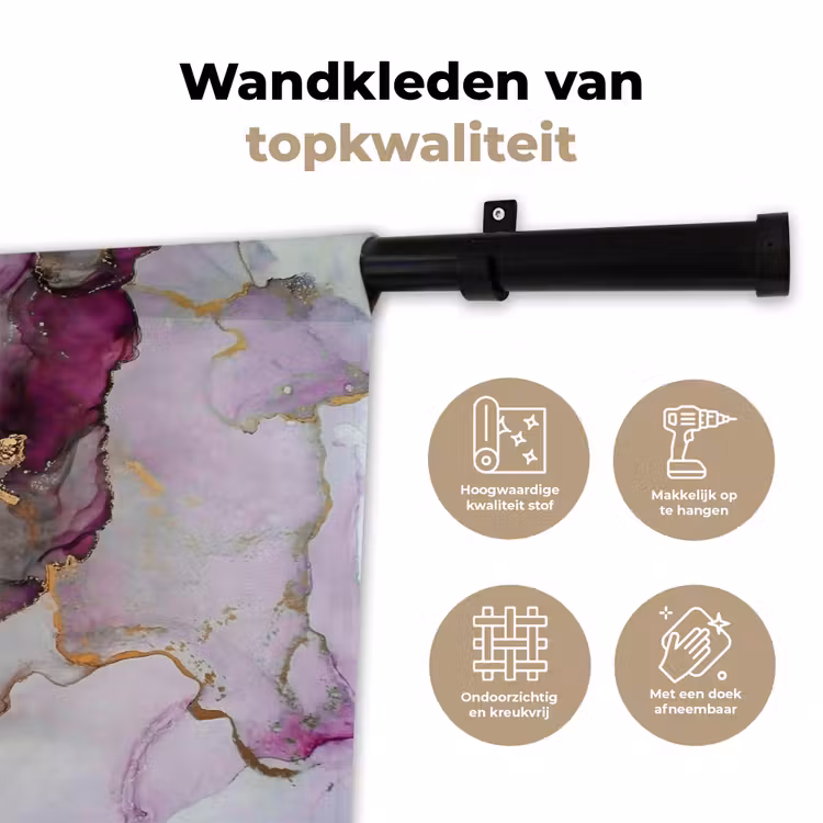 Wandkleed - Marmer - Abstract - Goud - Paars — 3