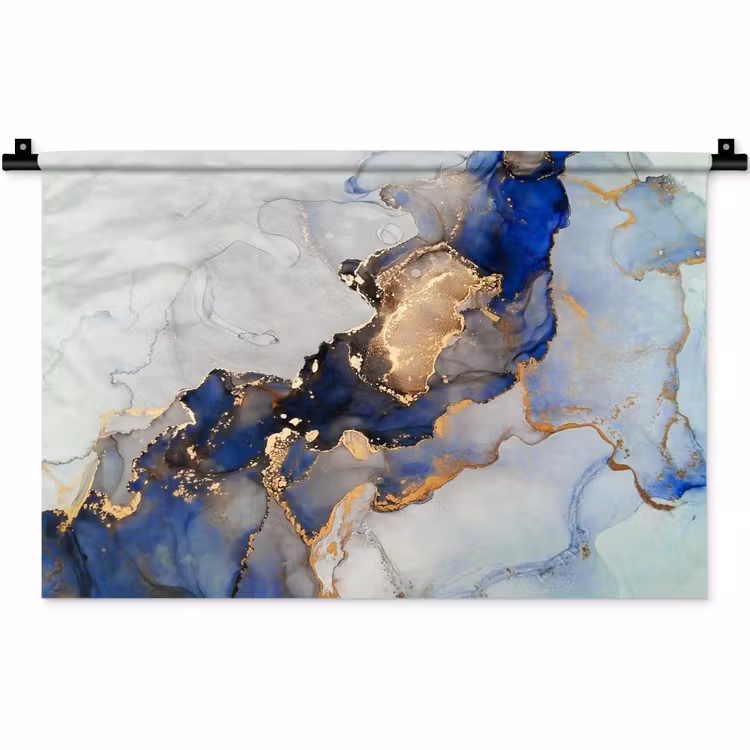 Wandkleed - Marmer - Blauw - Goud — 1