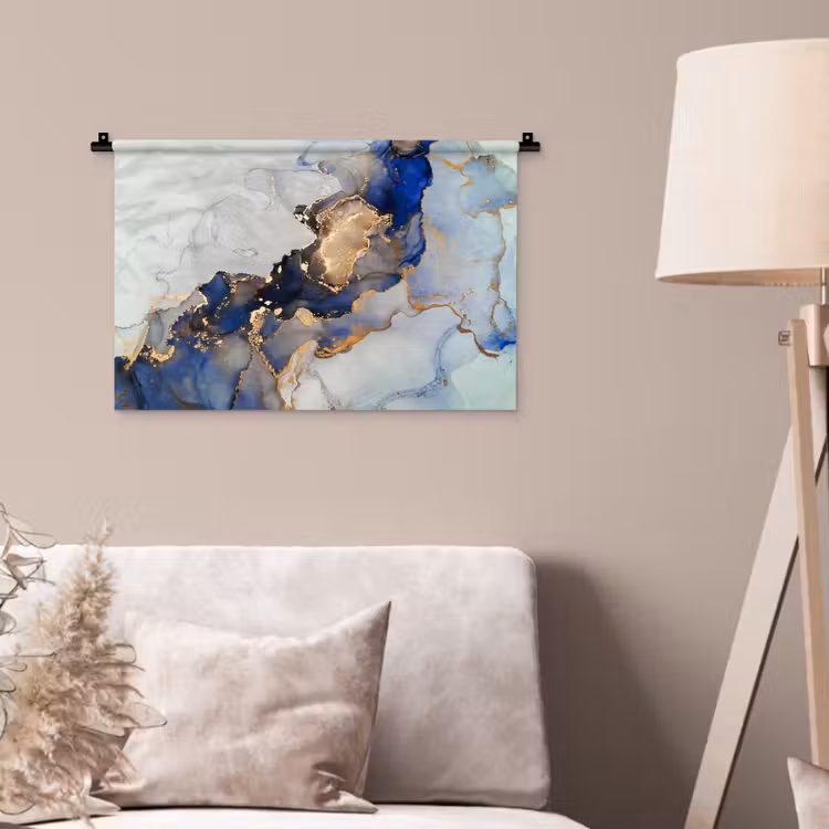 Wandkleed - Marmer - Blauw - Goud — 2